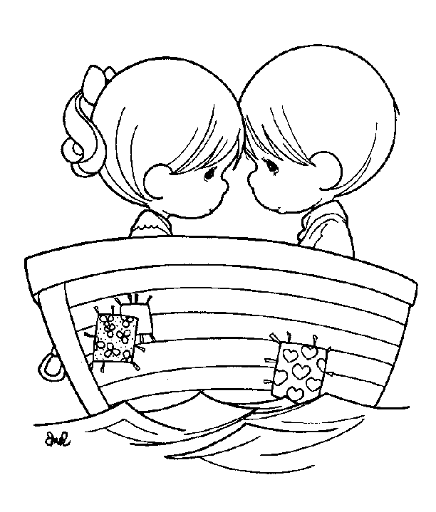 coloriage moments precieux les amoureux dans la barque